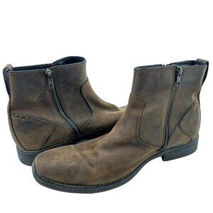 Rockport Brown Oiled Leather Ankle BOOTS Tolani Style Pull On‎ Men's Size 11